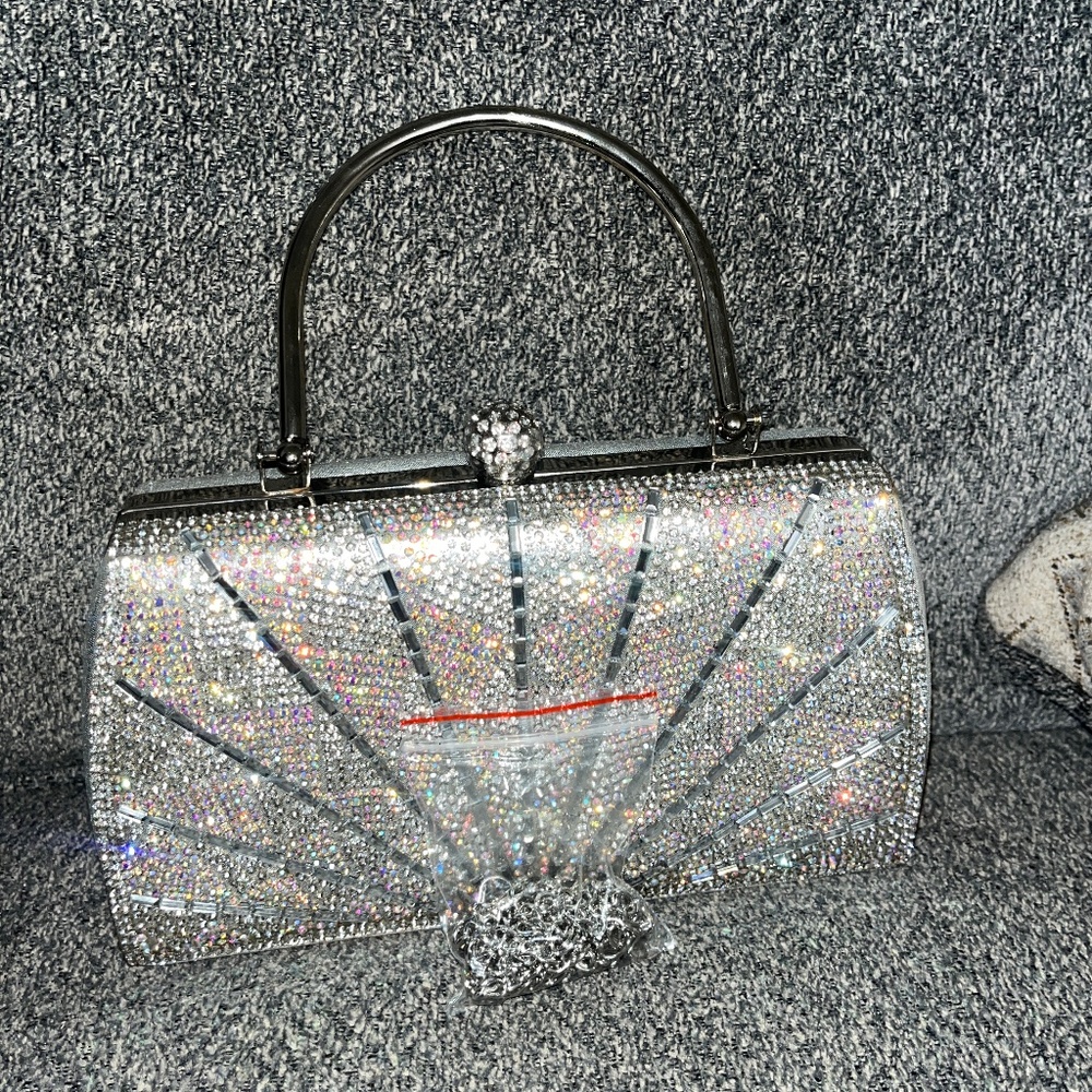 Silver Glitter Clutch Bag | Elegant Purse - Picture 2 of 2